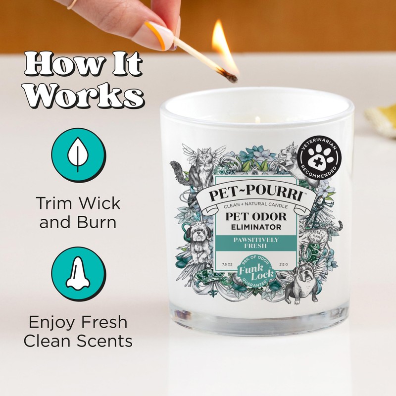 Pet-Pourri Pawsitively Fresh Pet Odor Deodorizer Candle, Burns Up to