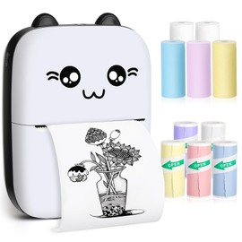 Mini Pocket Printer, Gifts for kids, Portable Thermal Printer for Pictures/Retro Photos/Receipts/Notes/Lists/Label/ Memo/QR Codes, Bluetooth Wireless Smart Printer with Android or iOS APP (Black)