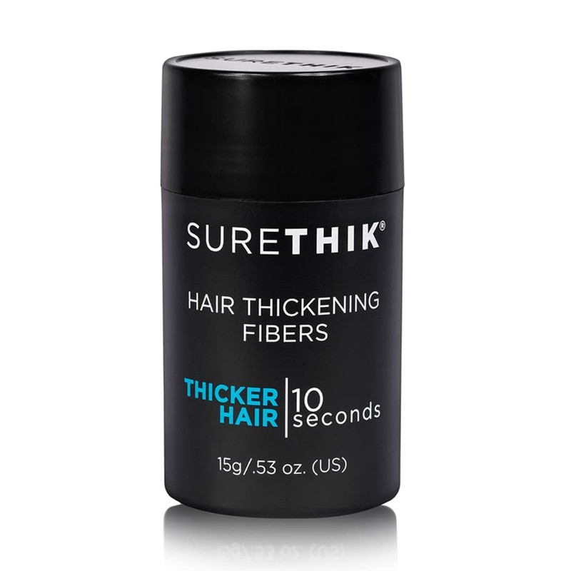 SURETHIK Hair Fibers, 15g (Black), Fills Thinning Hair for Visibly
