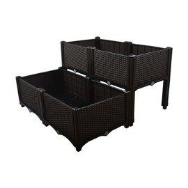 LiGuVCY Raised Garden Bed Kit, Elevated Planter Boxes for Outdoor, Flower Balcony Vegetable Grow, Planting Container Brown with Self-Watering Disks