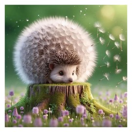 GLIDIAM Diamond Painting Igel Pusteblume Löwenzahn, Diamant Malerei Bilder Tiere, 30x30cm DIY Full Drill Basteln Erwachsene, Mosaik Stickerei Kreuzstich Geschenk für Wanddeko Wohnzimmer Schlafzimmer