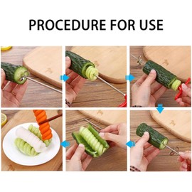 1PC Red Spiral Slicer Radish Potato Spiral Cutter, Vegetables Fruits Spiral Twist Knife Scroller, Stainless Steel Magic Scroller Graters, Peelers and Slicers Tools