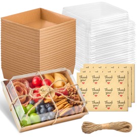 Kucoele 25 Pack Charcuterie Boxes with Clear Lids, 7 x 5 Inches Disposable Bakery Boxes Dessert Boxes for Pastries, Chocolate Covered Strawberries, Hot Cocoa Bombs (Brown)