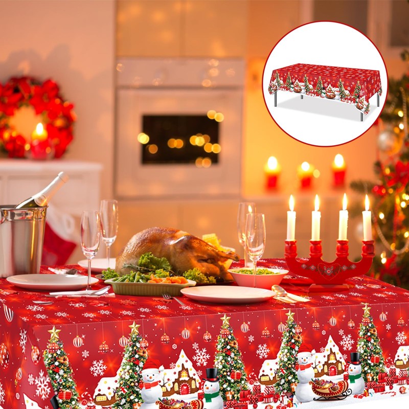 Gukasxi Christmas Table Cloth 2pcs Christmas Disposable Tablecloth 130 *