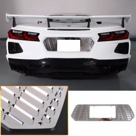autopart2021 For Corvette C8 2020-25 Stingray Z51 Z06 Rear License Number Plate Frame Silver