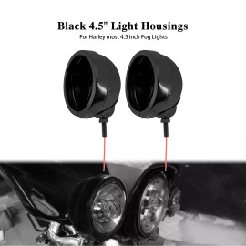 HDBUBALUS 2x 4.5" Auxiliary Fog Passing Light Housing For Harley Touring Street Road Glide