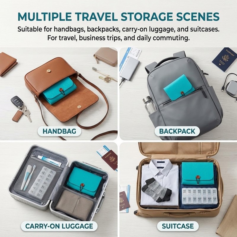 Portable Travel Pill Organizer – Slim Wallet Pill Case for