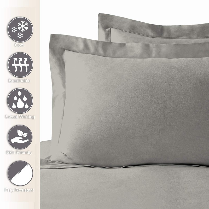 Pizuna 100% Cotton King Pillow Cases 2 Pack Silver 50x90cm,