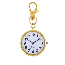 JewelryWe Carabiner Watch Pocket Watch with Carabiner Key Fob FOB Clip-on Quartz Watch Analogue Watch for Doctors Nurses Paramedic Chefs Sports Unisex, Type 2-gold