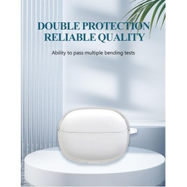 Case Cover for Baseus Bowie MC1 Open Ear Clip-On Earbuds,Clear Soft TPU Protective Cover with Keychain and Cleaner Kit for Women Men Shockproof Skin,Clear