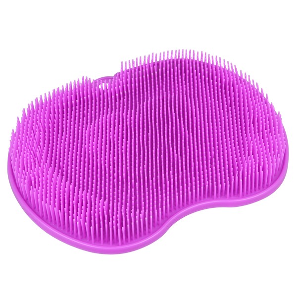 GuanZo Extra Large Shower Foot Cleaner Scrubber Massager with Non-Slip Suction Cups and Softer Bristles Design, to Increase Circulation, Exfoliation (11.8 x 9.5 Inches) (Purple)