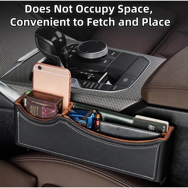 Car Seat Gap Organizer Large Capacity Leather Storage Box with