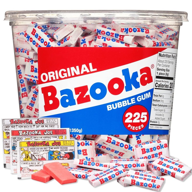 Bazooka Bubble Gum Bulk, 225 Count Tub of Chewing Gum