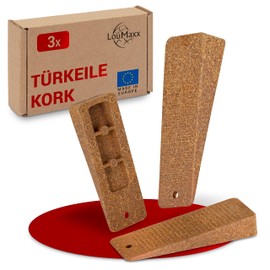 LouMaxx Door Wedge - Set of 3 Door Stopper Floor, Cork - Non-Slip Rubber Door Wedge - High-Quality Door Stopper Wedge - Perfect for All Floors - Odourless Door Wedges - Door Stopper Rubber