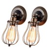 GLADFRESIT Vintage Wall Sconces Set of Two Industrial Wire Cage