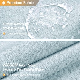 BTTN Extra Long Shower Curtain - 72x96 Inch Long Linen Textured Heavy Duty Fabric Shower Curtain Set with 12 Plastic Hooks, Tall Decorative Neutral Waterproof Shower Curtains for Bathroom, Fog Blue