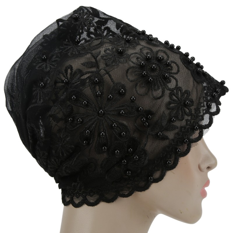 Turban Fashionable Beautiful Unique Retractable Muslim Embroidered Beading Female Hat