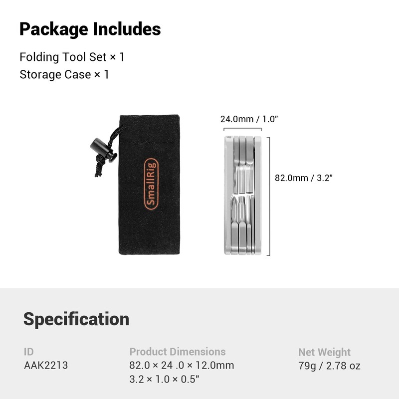 SMALLRIG Folding Tool Set with Screwdrivers and Wrenches, Tool Set