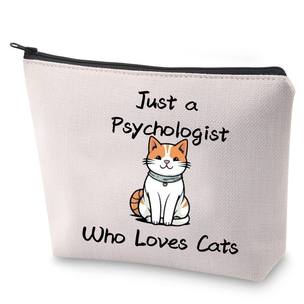 BLUPARK Psicoterapeuta, regalo para amantes de los gatos, solo un psicólogo que ama a los gatos, bolsa de maquillaje de psiquiatría, bolsa de cosméticos de graduación, Quién ama a los gatos