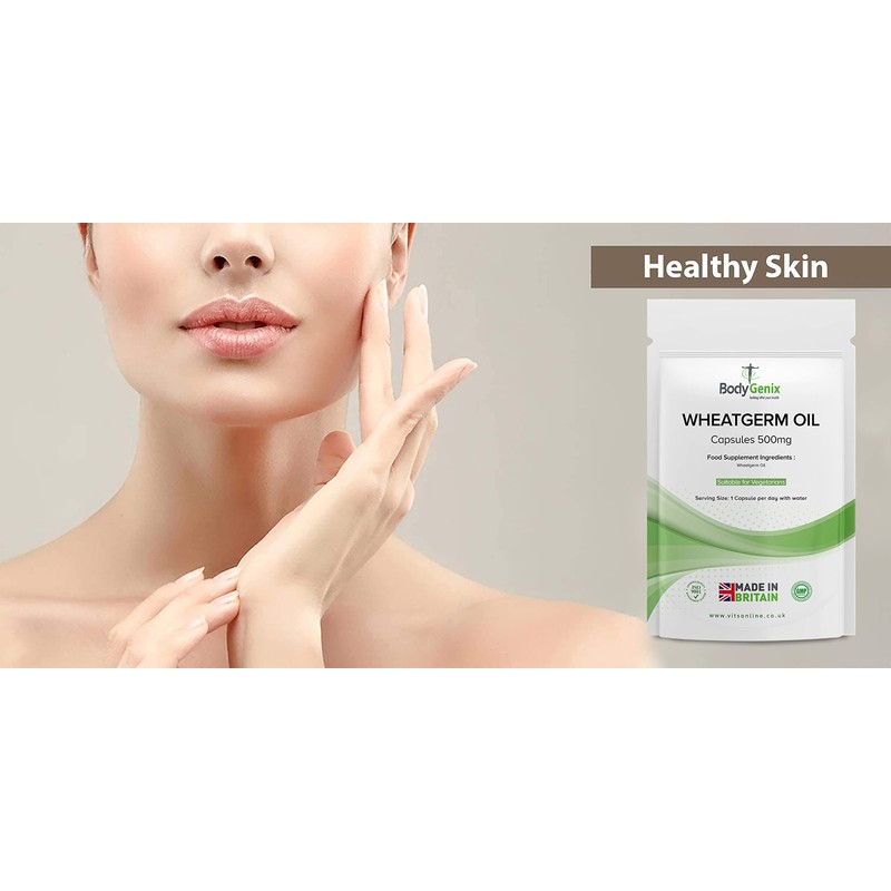 Bodygenix Wheatgerm Oil Capsules - 500mg Antioxidant Formula Heart Skin