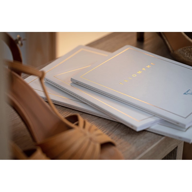 Clairefontaine 36176C Triomphe GOLD Collection A White Sewn Notebook -