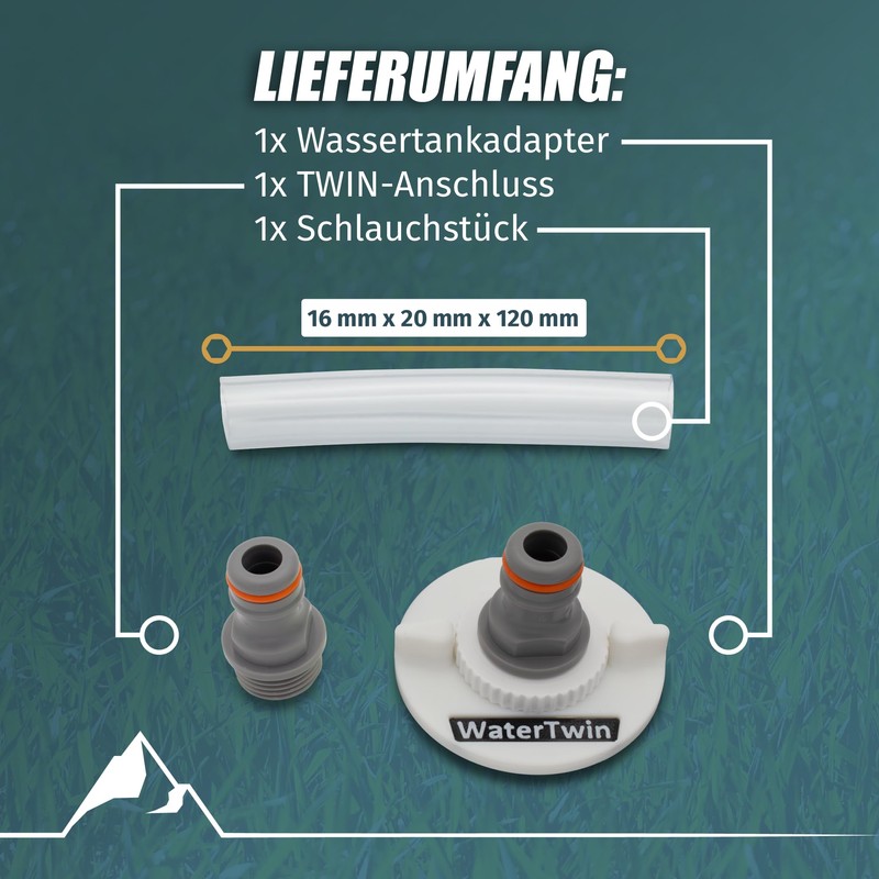 Water tank cap with connection for Gardena system for mobile