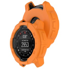 GIOPUEY Hülle Kompatibel mit Garmin Instinct 3 50mm, [2 Stück] Schutzhülle Weich TPU Silikon Schutz Case Cover - Orange
