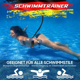 Swimming Belt for Pool 2.5-7.5 m Swimming Trainer with Webbing and Adjustable Belt Increases Strength and Endurance Swimming Belt Suitable for Any Swimming Pool Without Countercurrent System