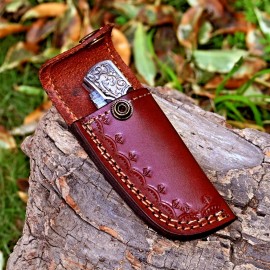 Buck Knives GENUINE LEATHER SHEATH CUSTOM HANDCRAFT FOR FOLDING BLADE KNIFE / HOLSTER 1583