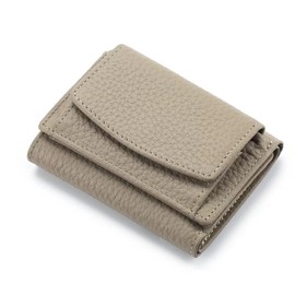 Mudono Small Wallet for Women Genuine Leather RFID Blocking Card Holder Minimalist Tri-fold Cash Wallet with Snap Coin Pouch