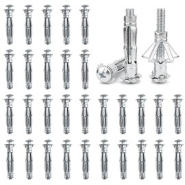 DAIRYCOF Pack of 30 Cavity Dowels, Galvanised Metal, Hollow Wall Dowels, M6 x 37 mm, Expansion Nuts, Hollow Wall Dowels, Thin Fixings for Fixings in Plasterboard (30, M6 x 37 mm)