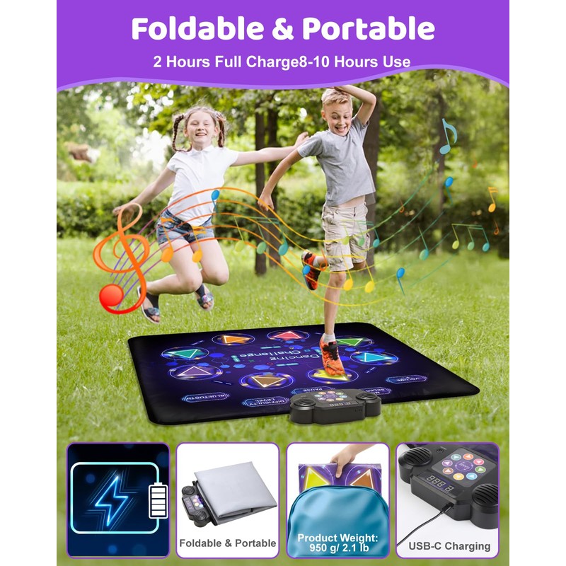 Gleamkid Dance Game Mat for Kids, LED Light-Up 8-Button Dance