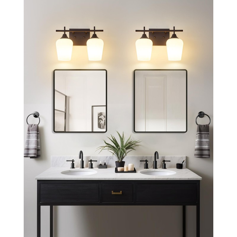 Osimir Oil Rubbed Bronze Bathroom Light Fixture, 2 Lights Bathroom