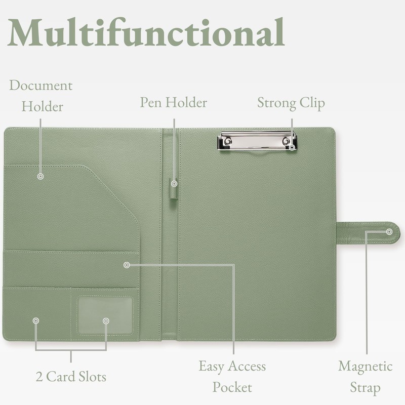 Mymazn A4 Clipboard Folder Conference Folder, Faux Leather Clipboard with