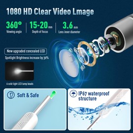 Ear Wax Removal Tool Camera: 1080P HD Visual Otoscope Cleaner with 6 LED Lights – Safe Ear Cleaner for Adults and Kids with 10 Ear Pick – Earwax Removal Kit for iOS and Android