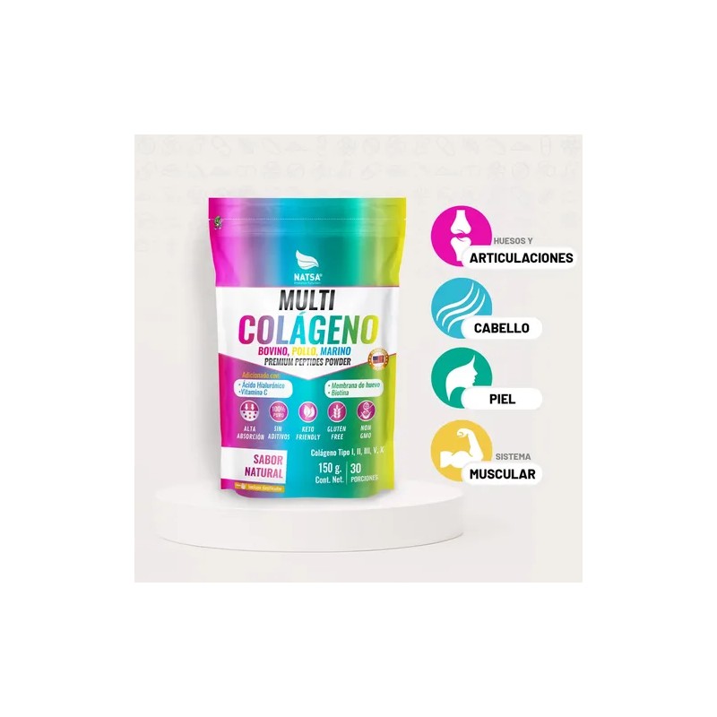 Multi Colágeno Polvo 150 G, Tipo 1 , 2, 3,