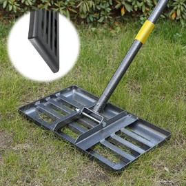 Lilyvane Lawn Leveling Rake with Smooth Edge,Heavy Duty 17"x10" Lawn Leveling Rake with 5FT Adjustable Handle for Yard Garden Lawn Leveling, Soil Sand Spreading Dirt Top Dressing, Small Lawn Level Tool