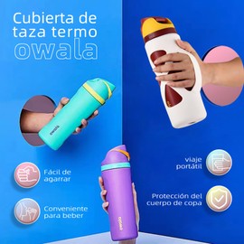 IRUEJFSR funda para termo con asa para owala 24 oz, owala Protector Silicona Antideslizante, owala accesorios, Adecuado para Deportes, picnics, desplazamientos