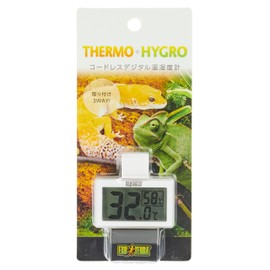 Exotella GEX EXOTERRA Cordless Digital Thermometer/Hygrometer, 3-Way Installation, Wire Cage for Reptiles