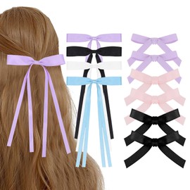 AMCAMI 4 pcs bow hair clips for women and 6 small ribbon hair clips set hair bows for women hair bows for hair accessories for girls hair ribbon alligator hair clips