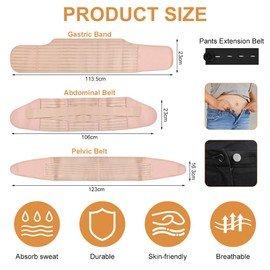 ACWOO Postpartum Belly Wrap, 3 in 1 Postpartum Support Belly Belt for Recovery Belly/Waist/Pelvis, C Section Recovery Belt, After Postpartum Belly Band Tummy Girdle Corset Body Shaper