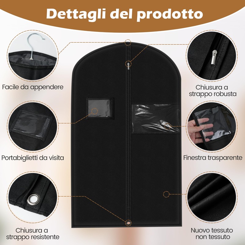 Sacco appendiabiti da uomo, 100 x 60 cm, 2 custodie