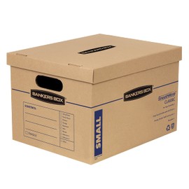 Bankers Box Small Classic Moving Box 10 Pack, Reinforced Handles, Tape-Free Assembly, Box with Lid, 15-in x 12-in x 10-in (7714203)