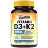 Vitalibre Vitamin D3 K2 Supplement, 10000 IU D3 / 200