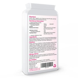 Natural Food Vitamin C 120 Capsules - Immune Support & Fatigue Reduction - Containing Acerola Cherry, Rosehip, Blackcurrant and Elderberry - Gentle & Non-Acidic - Optimum Absorption - UK Manufactured