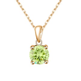 SugarTang Cubic Zirconia Birthstone Infinity Necklaces for Women and Mom（yellow gold，green）