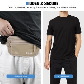 Money Belt for Travel Women and Men Hidden - Slim RFID Blocking Travel Wallet with Secure Anti-Theft Pouch, Passport Holder for Passport, Credit Cards, Cash Under Clothes