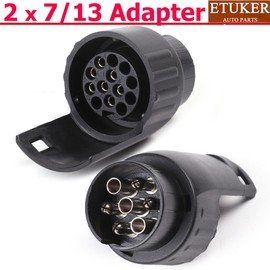 ETUKER Trailer Adaptor 2 Pieces 7 to 13 Pin Electric Adapter Sockets Converter for Cars Trucks