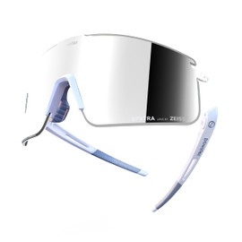 Powster Sports Cycling Sunglasses for Men and Women Interchangeable Six coated lenses UV 400 TR90 Protection Sunglasses Small Phantom Cosmic Silver White