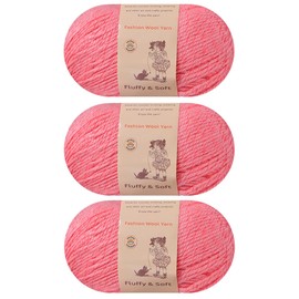 3-Pack Fluffy Wool Blend by Yonkey Monkey. Knitting Crochet DIY Art Crafts (Peach Powder 032)